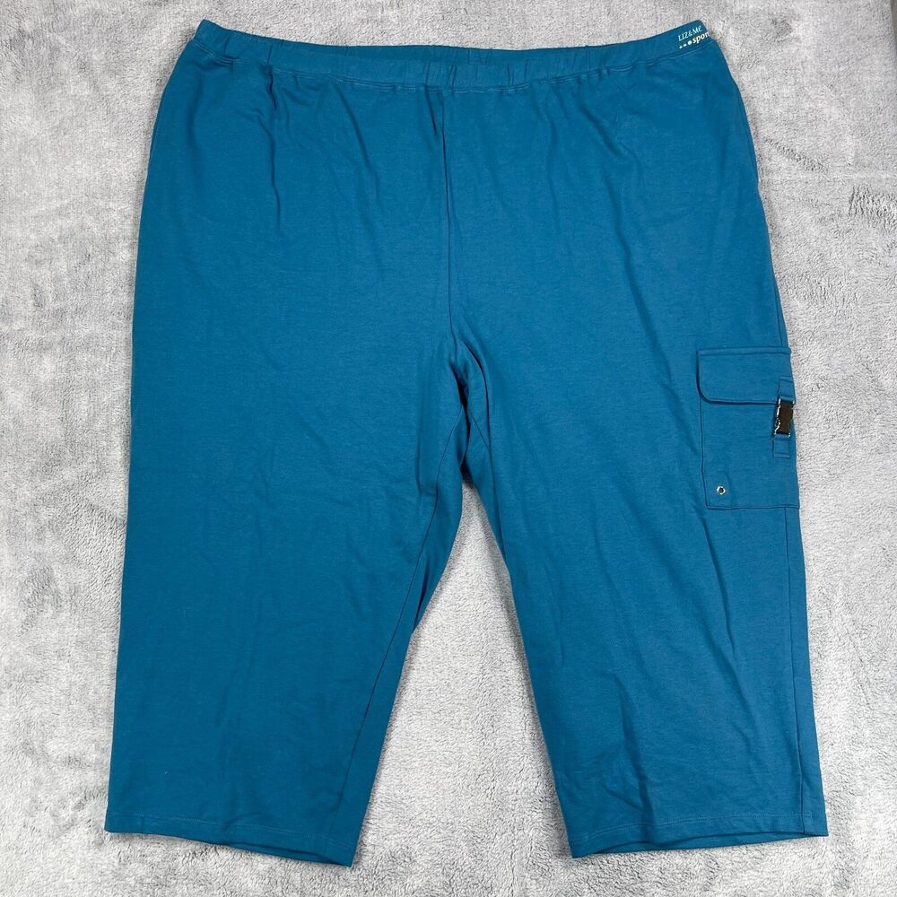 Liz & Me Sport Cargo Shorts Women's 3X Plus Blue Cotton Stretch‎ Elastic Waist